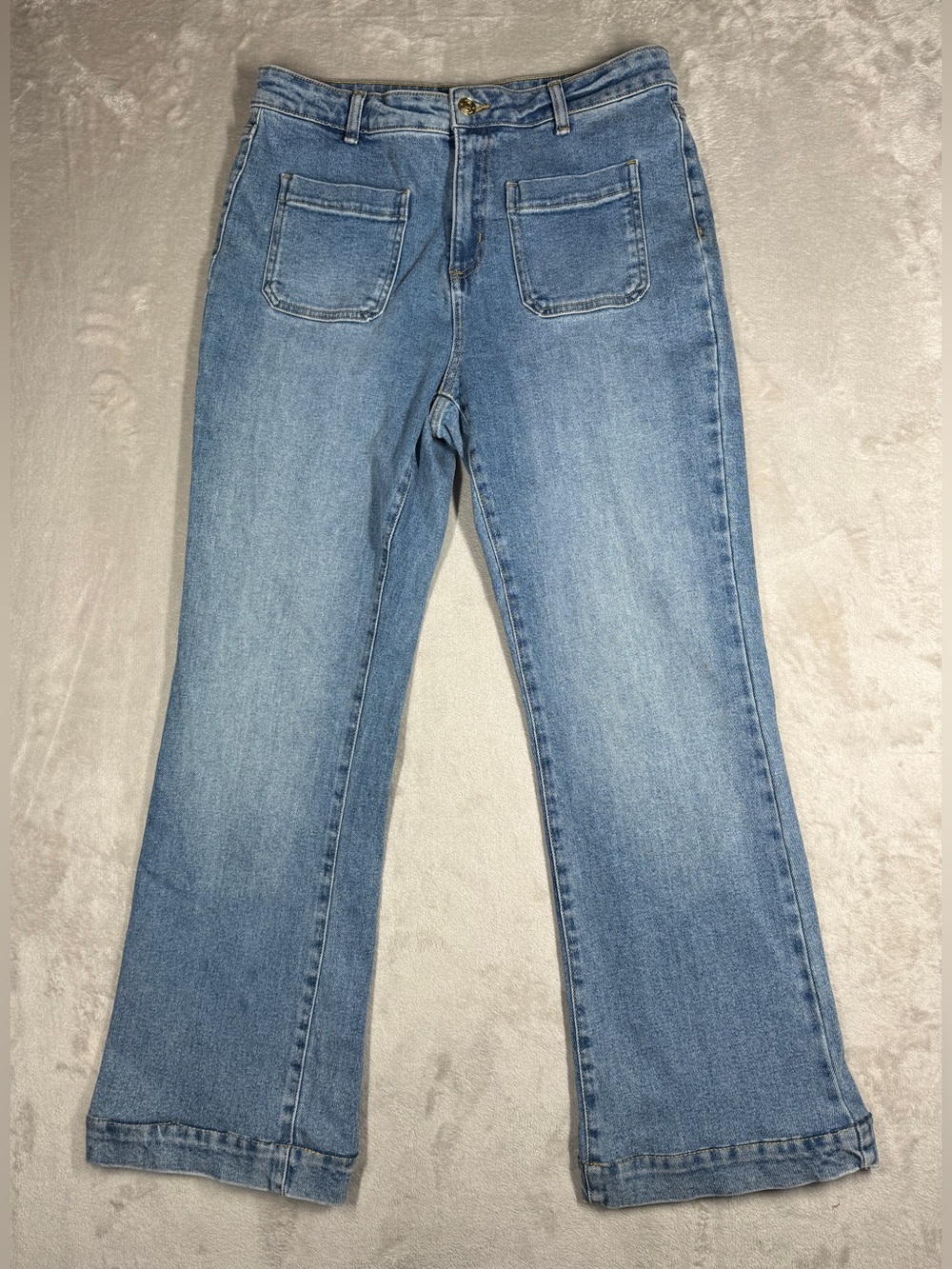 Michael Kors Retro Denim Flare Wide Leg Denim Blue Jeans Size 10